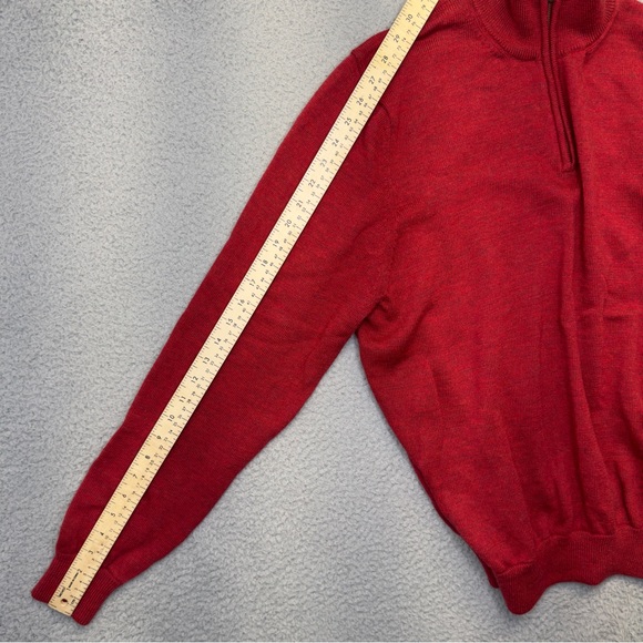 Brooks Brothers Merino Wool Sweater Mens Large Red 1/4 Zip Pullover Wool Jumper - Picture 4 of 11